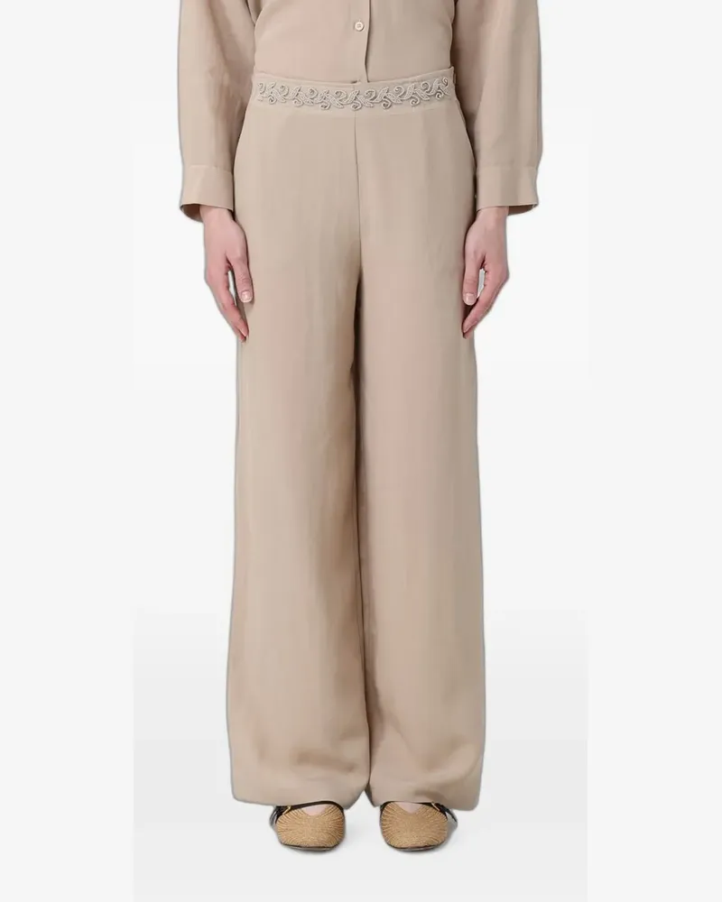 Hanita embroidered palazzo pants - Nude Nude