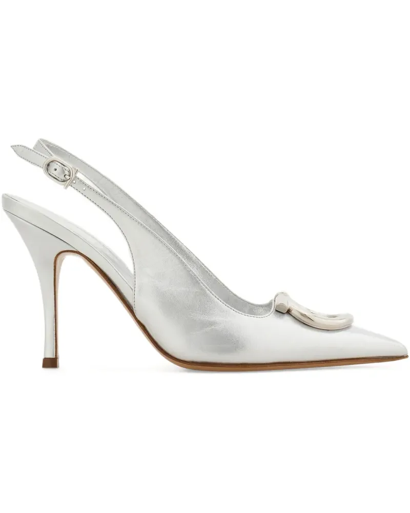 Ferragamo Slingback-Pumps mit Gancini-Detail 90mm - Silber Silber