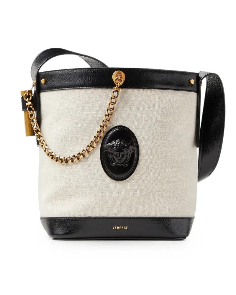 Versace Pivot small canvas bucket bag - Nude Nude