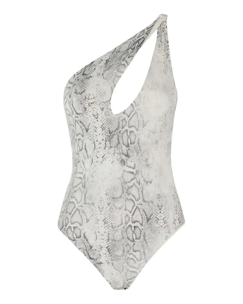 Federica Tosi snake-print one-shoulder swimsuit - Weiß Weiß