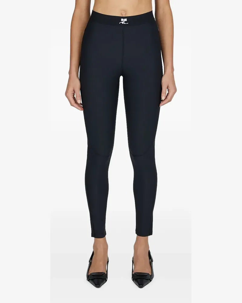 Courrèges Leggings mit Logo-Bund - Schwarz Schwarz
