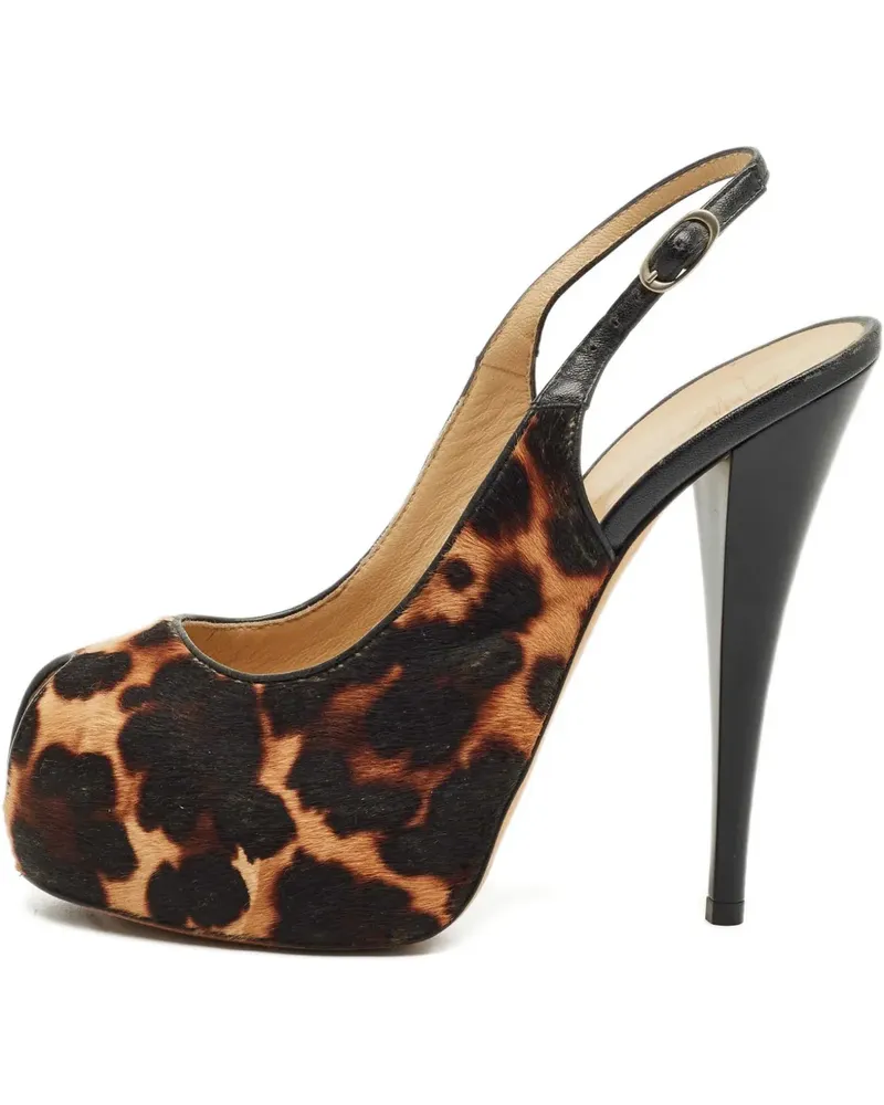 Giuseppe Zanotti peep-toe leopard-print pumps - Braun Braun