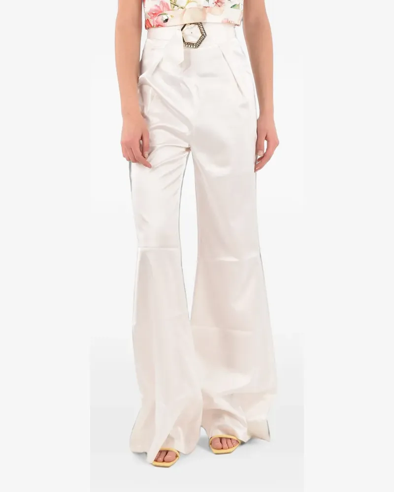 Philipp Plein buckle-fastening palazzo pants - Weiß Weiß