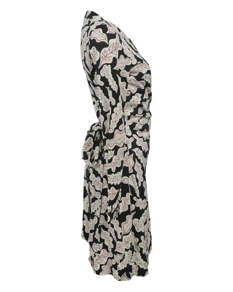 Diane von Furstenberg leaf-print wrap midi dress - Schwarz Schwarz