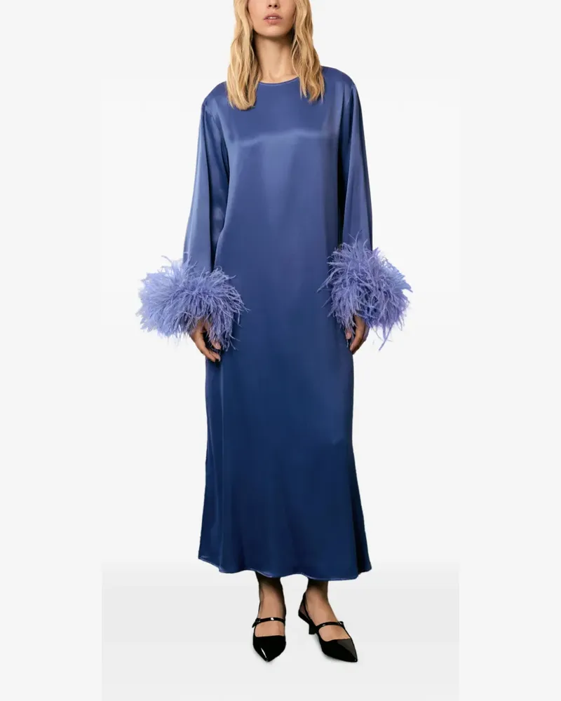 SLEEPER Suzi detachable-feathers maxi dress - Blau Blau