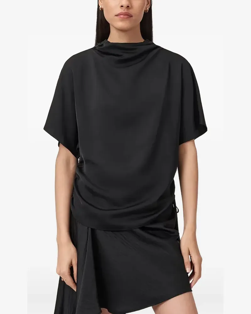 AllSaints Leslie ruched cowl-neck top - Schwarz Schwarz