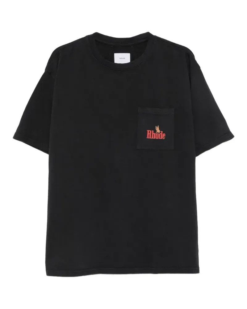 RHUDE American Spirit T-Shirt mit Tasche - Schwarz Schwarz