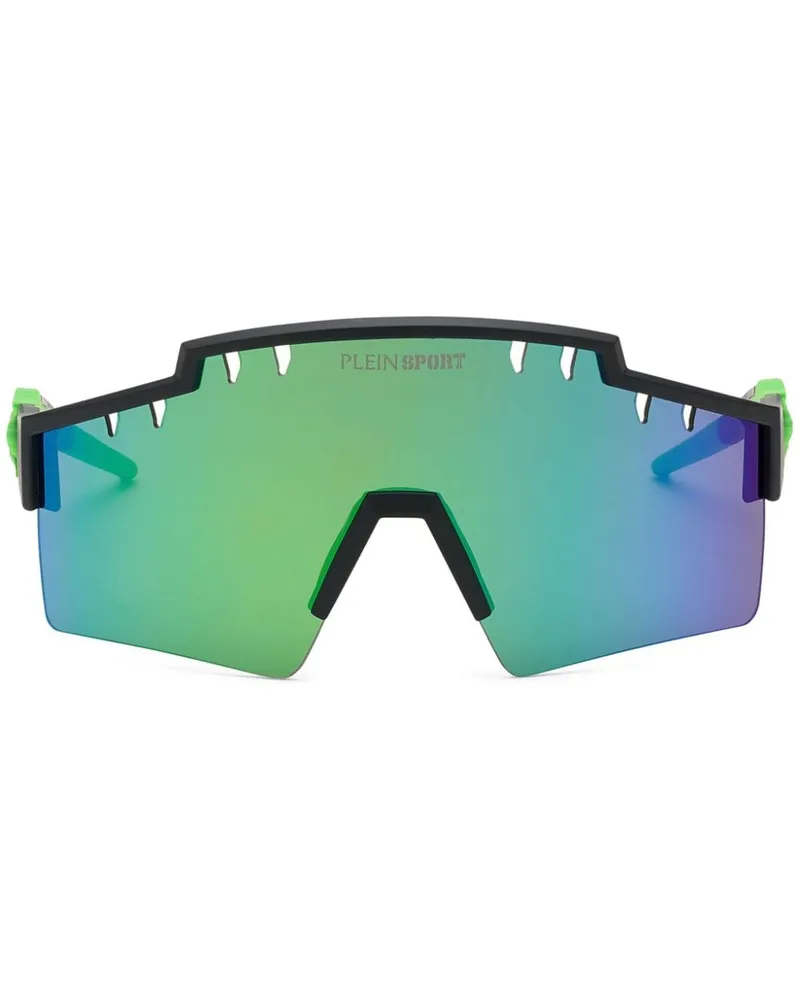 Philipp Plein Verspiegelte Sonnenbrille mit Shield-Gestell - Blau Blau