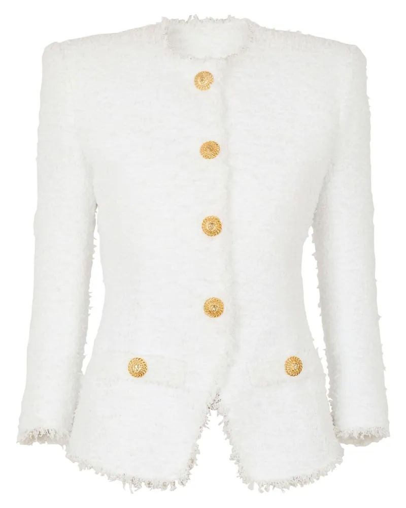 Balmain Jacke aus Tweed - Weiß Weiß