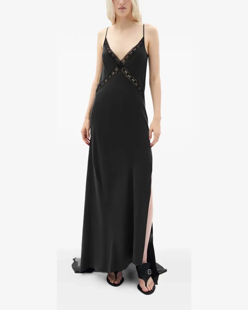 Ann Demeulemeester Lala lace-trim split maxi dress - Schwarz Schwarz