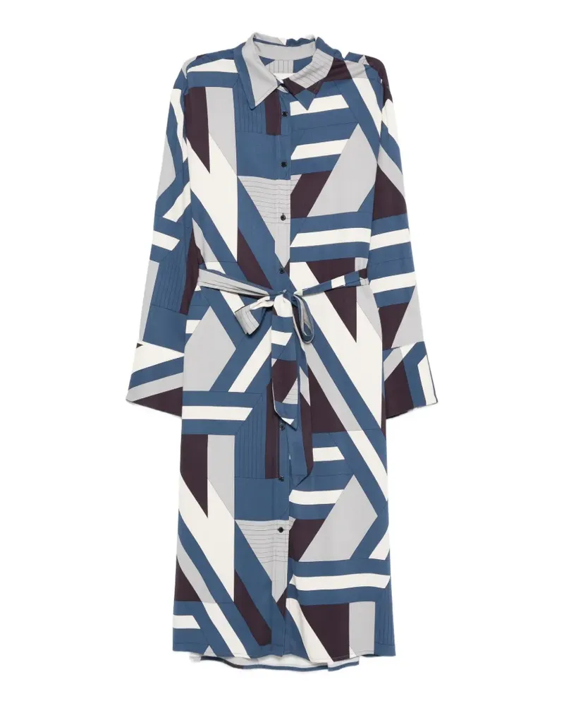 Gant Midi-Hemdkleid mit Bindegürtel - Blau Blau