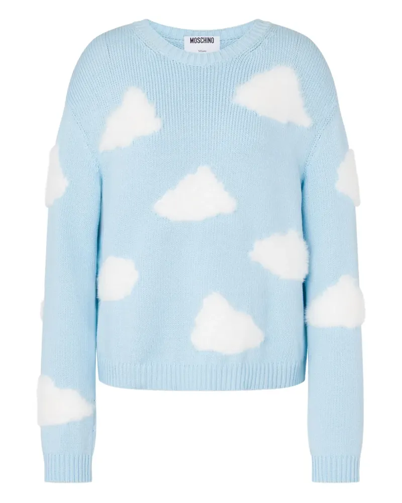 Moschino Rundhals-Pullover mit Wolkenmotiv - Blau Blau