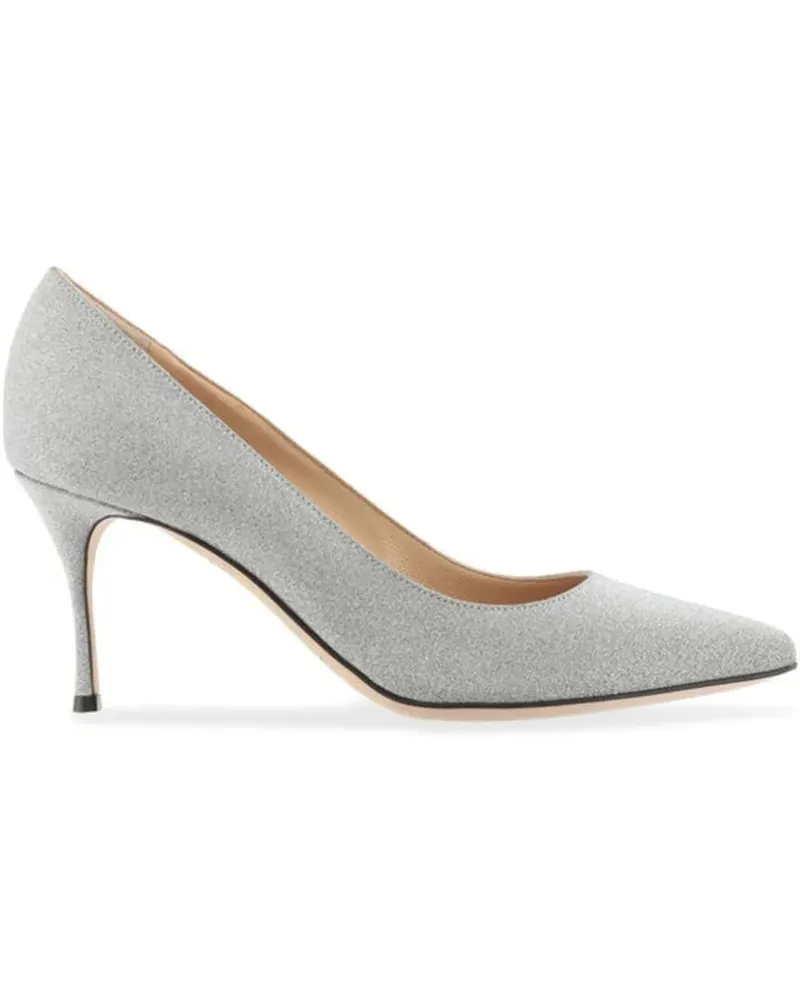 Sergio Rossi Spitze Pumps mit Glitter 76mm - Silber Silber