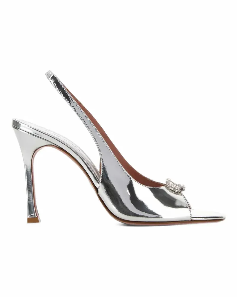 Amina Muaddi Pumps mit Kristallen - Silber Silber