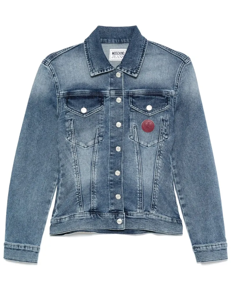 Moschino Jeansjacke mit Logo-Patch - Blau Blau