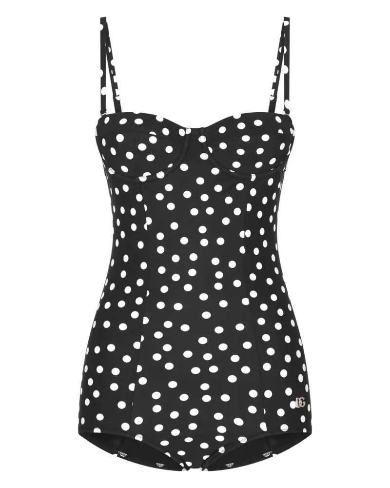 Dolce & Gabbana Badeanzug mit Polka Dots - Schwarz Schwarz