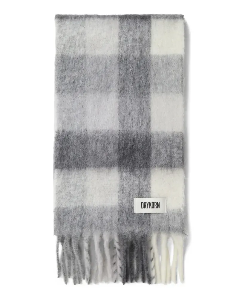 Drykorn check fringed scarf - Grau Grau