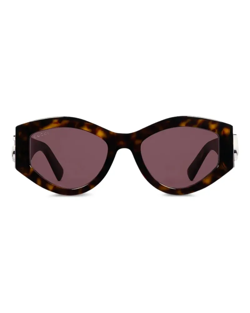 Gucci Ovale Sonnenbrille in Schildpattoptik - Braun Braun