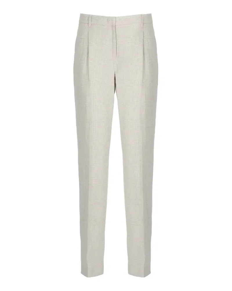 LARDINI Prince of Wales linen trousers - Nude Nude