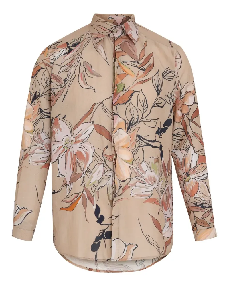 Amir Slama Hemd mit Blumen-Print - Braun Braun