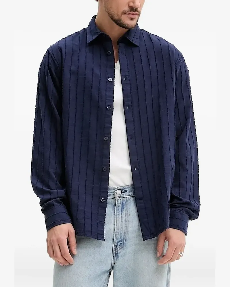 Desigual Strukturiertes Hemd mit Streifen - Blau Blau