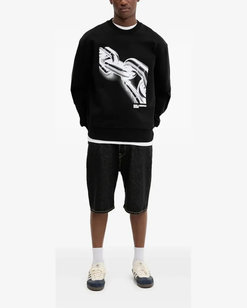 Karl Lagerfeld Sweatshirt mit Ketten-Print - Schwarz Schwarz