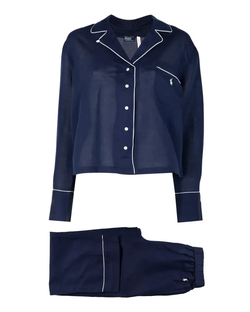 Ralph Lauren long-sleeve linen pajama set - Blau Blau