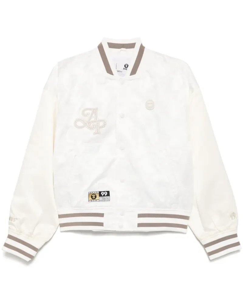 BAPE Moonface Collegejacke mit Logo - Weiß Weiß