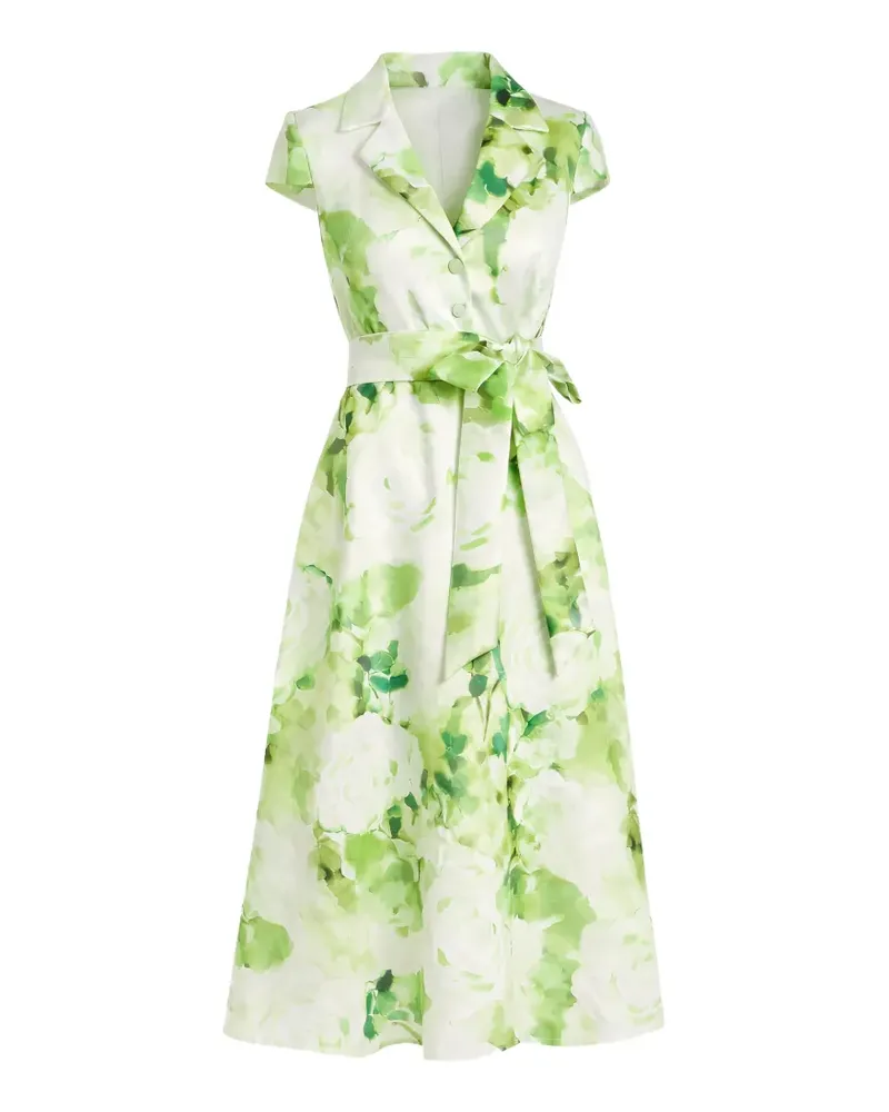 Badgley Mischka floral-print belted midi dress - Grün Grün