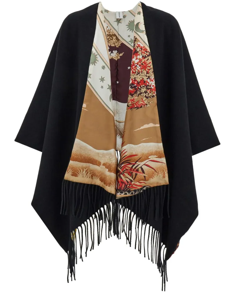 Ferragamo Wendbares Cape mit Day&Night-Print Schwarz