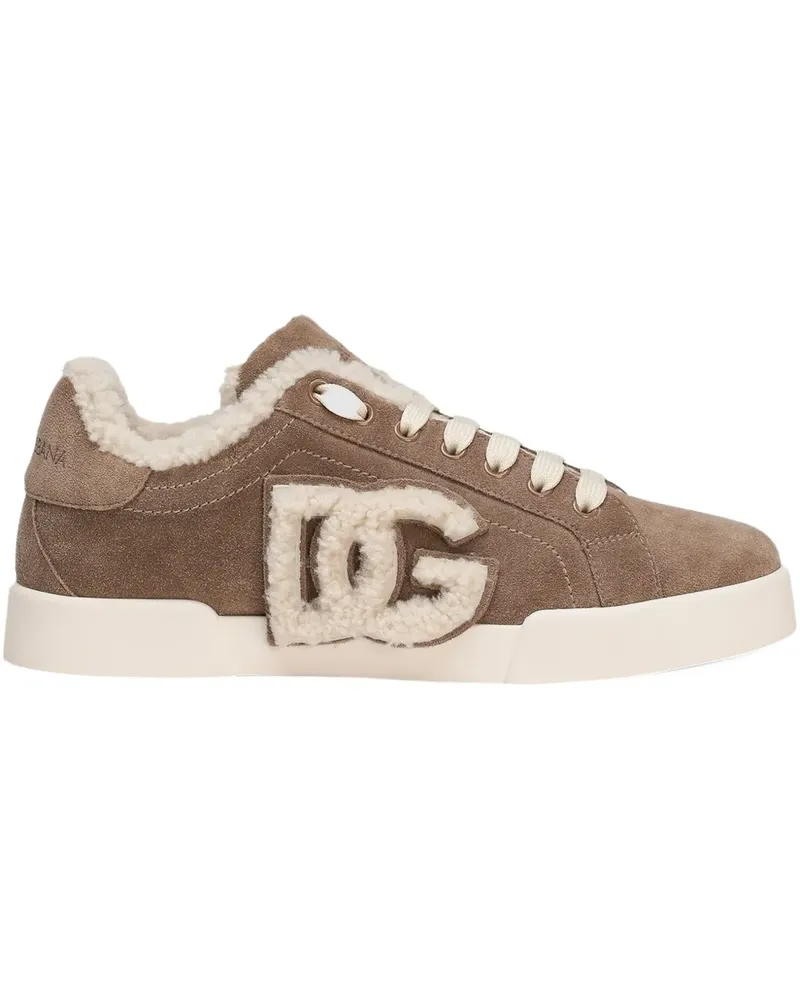 Dolce & Gabbana Portofino Sneakersaus Wildleder - Nude Nude