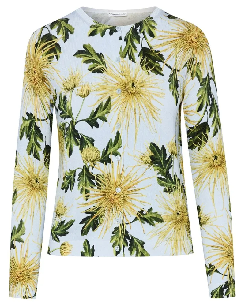 Oscar de la Renta Cardigan mit Chrysanthemum-Print Blau