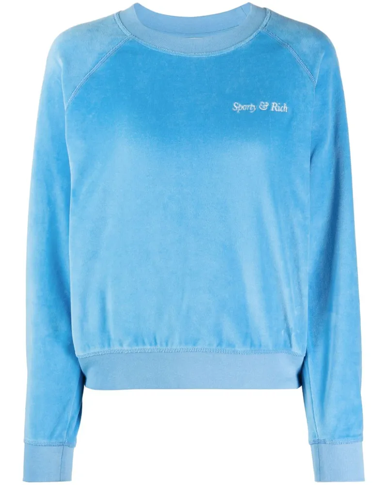 SPORTY & RICH Sweatshirt mit Logo-Stickerei Blau