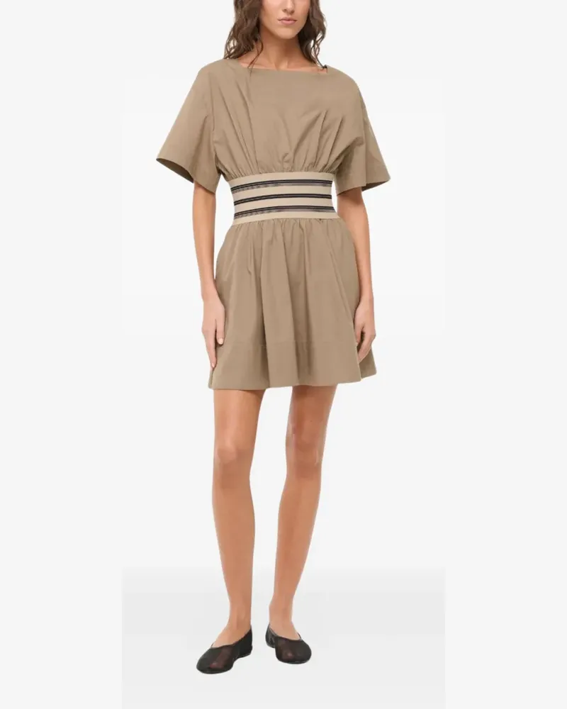 STAUD Amy square-neck striped dress - Nude Nude