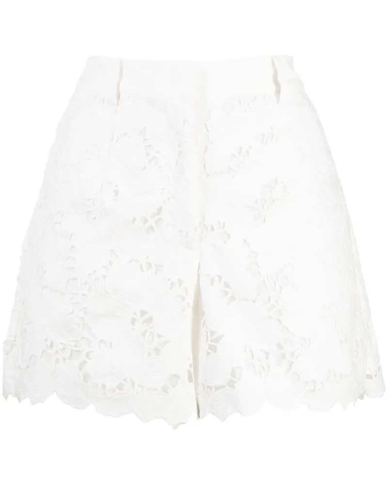 Self-Portrait Bestickte Shorts - Weiß Weiß
