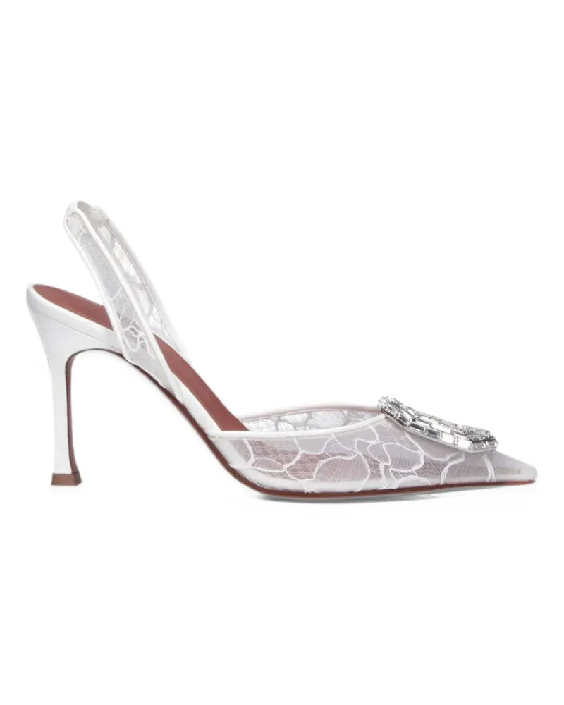 Amina Muaddi Camelia Lace Sling 90 ivory lace - Weiß Weiß