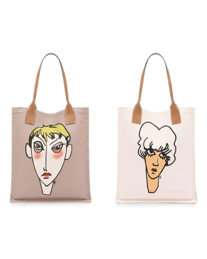 ODEEH graphic-print tote bag - Nude Nude