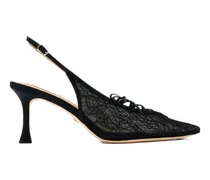 Raine Slingback-Pumps aus Spitze mit Schnürung - Schwarz