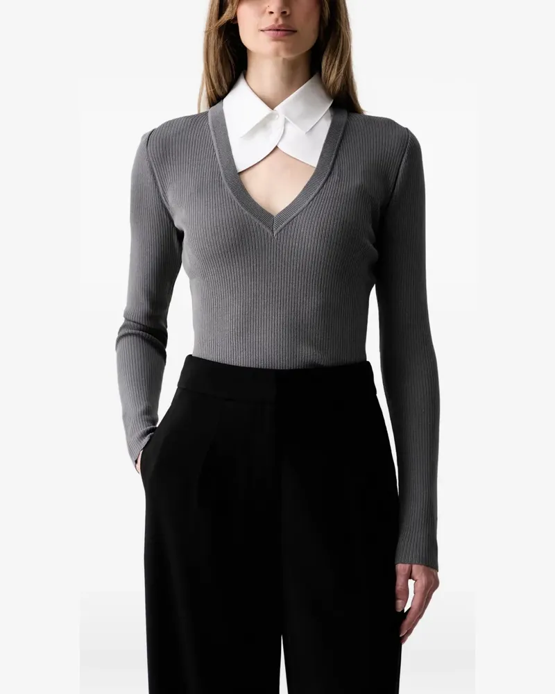 Karl Lagerfeld ribbed V-neck sweater - Grau Grau