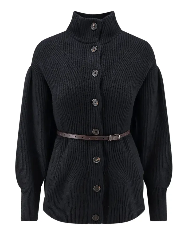 Brunello Cucinelli Gerippter Cardigan mit Gürtel - Schwarz Schwarz