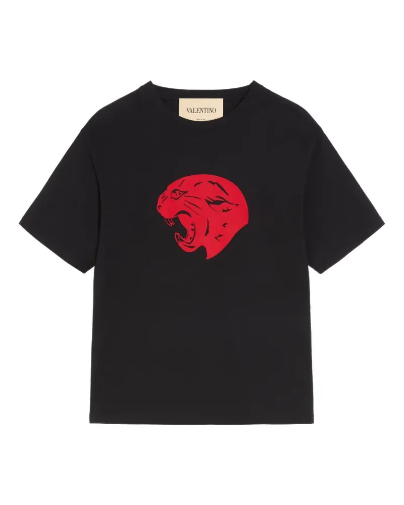 Valentino Garavani cotton T-Shirt with panther print - Schwarz Schwarz