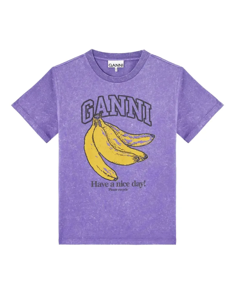Ganni T-Shirt mit grafischem Print - Violett Violett