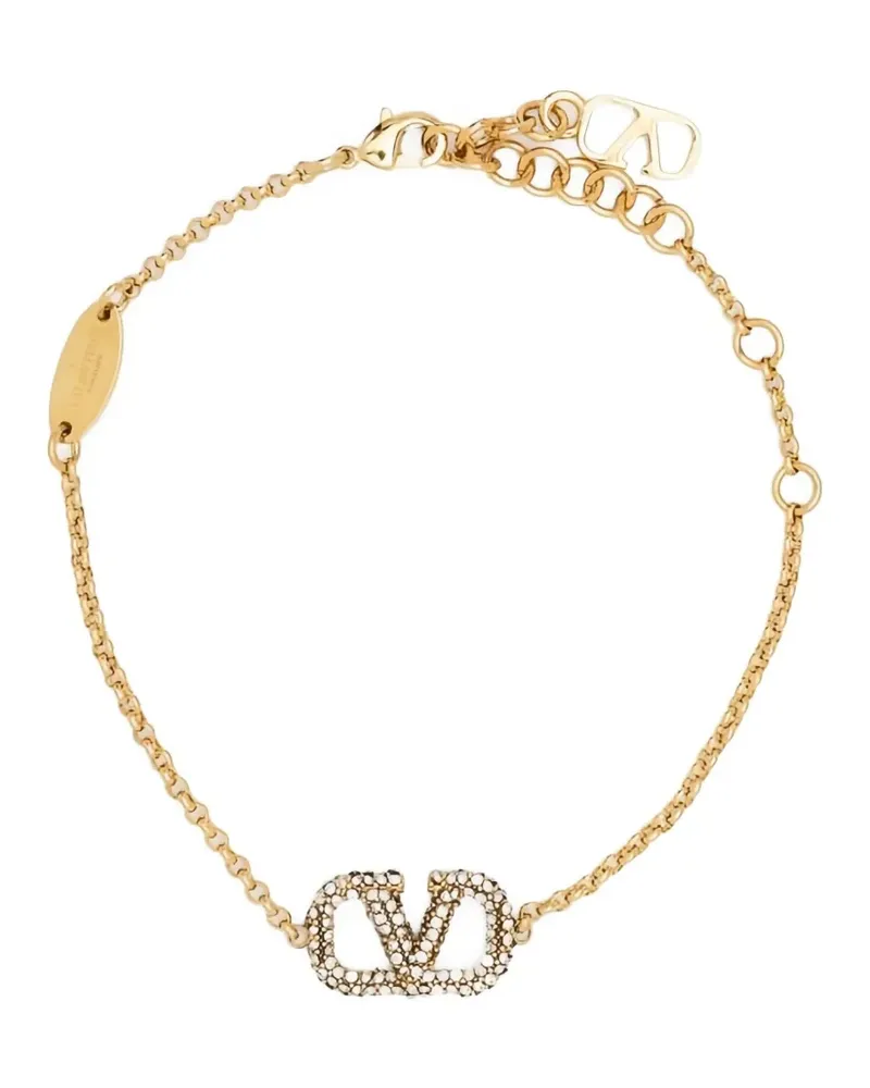 Valentino Garavani VLogo Signature crystal-embellished bracelet - Gold Gold