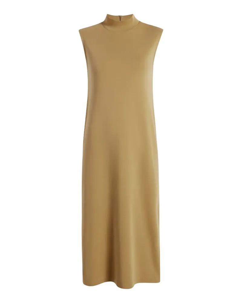 Another Tomorrow Luxe Seamed Midikleid mit Stehkragen - Nude Nude
