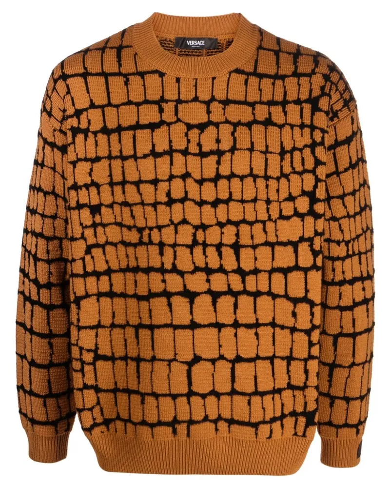 Versace Pullover mit Zopfmuster - Braun Braun