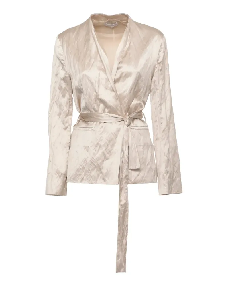 Antonelli Firenze crinkled-finish belted jacket - Nude Nude