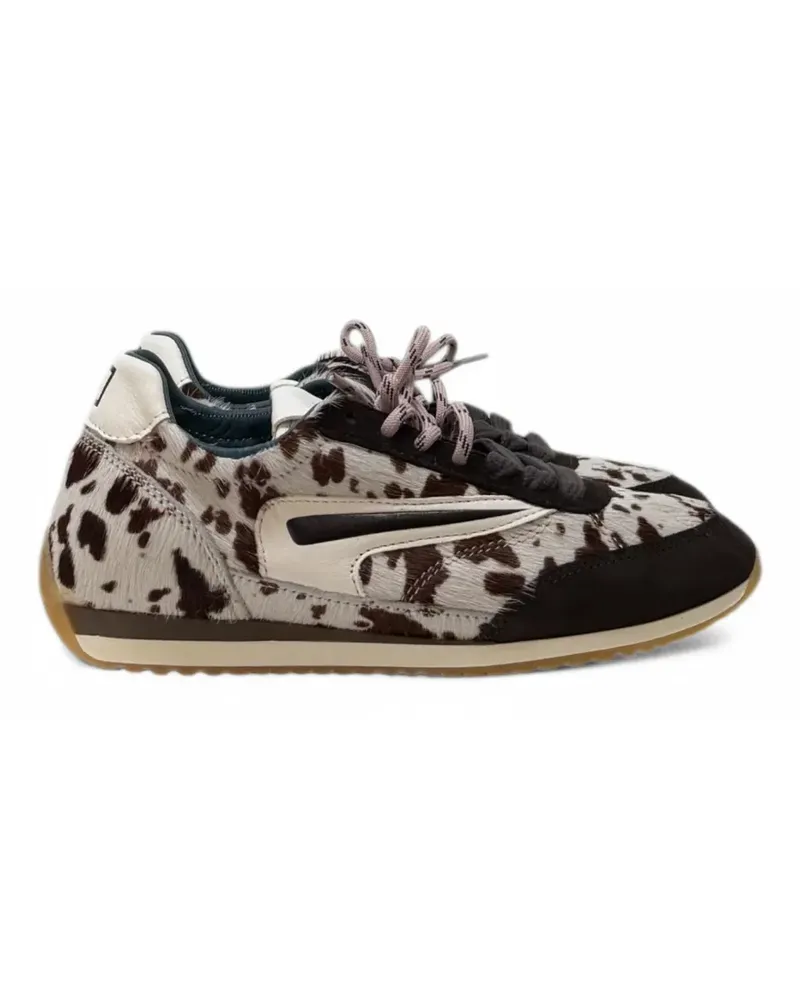 D.A.T.E. Athleta cow-print pony hair sneakers - Braun Braun