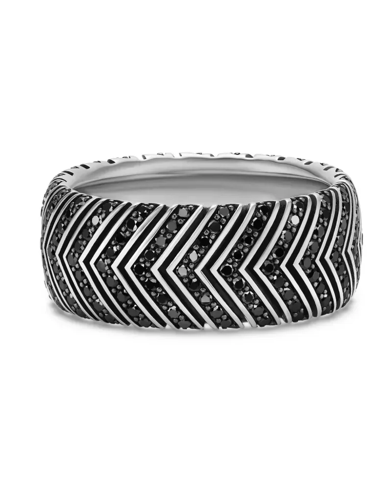 David Yurman Chevron Sterlingsilberring mit Diamanten Silber