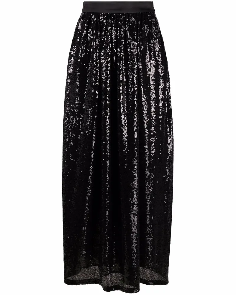 Emporio Armani Langer Paillettenrock - Schwarz Schwarz
