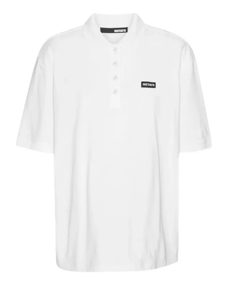 ROTATE Birger Christensen Poloshirt mit Logo-Schild - Weiß Weiß